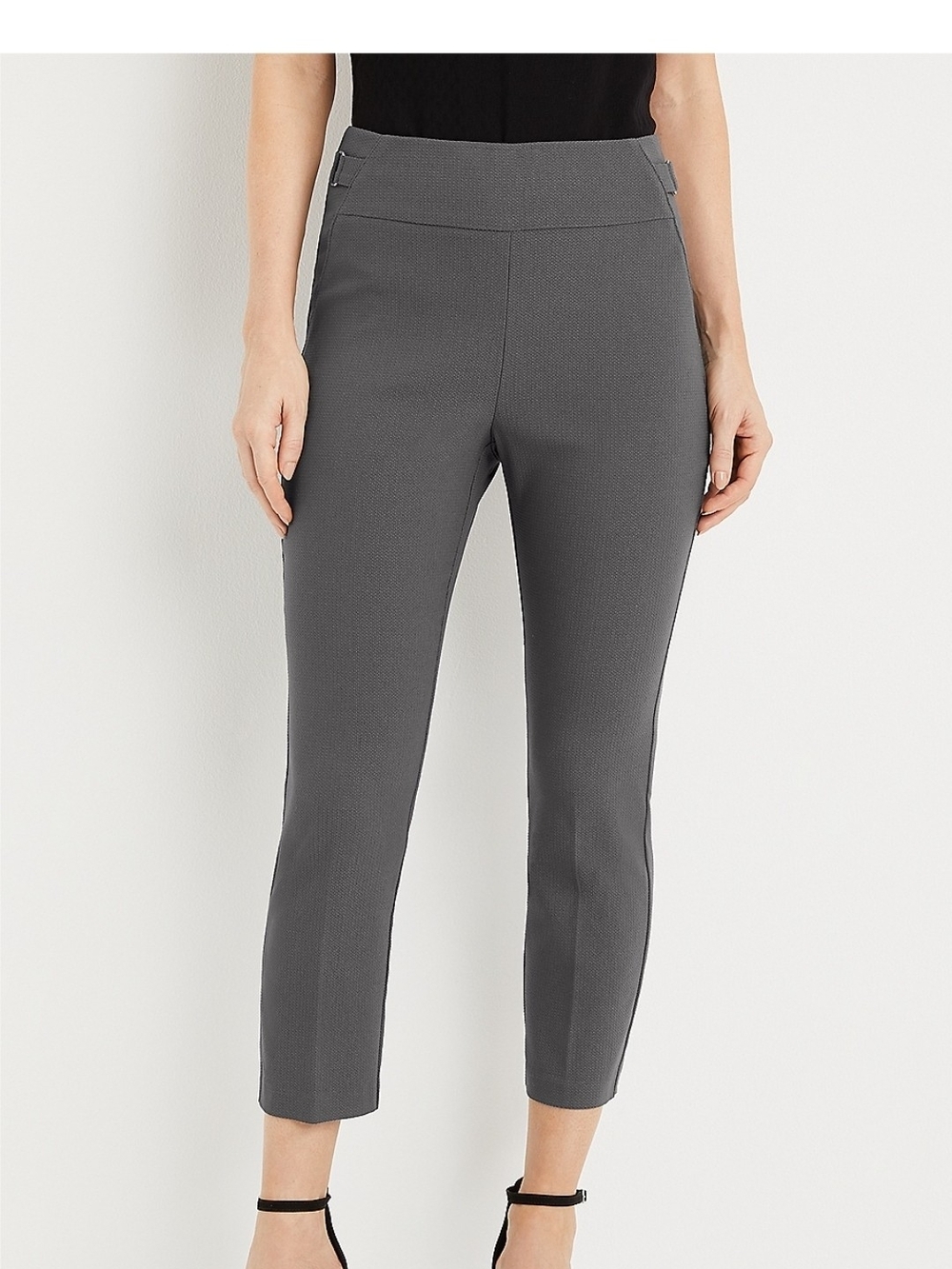 Womens Medium Maurices Gray Bengaline Textured Cropped Dress Pants NWT